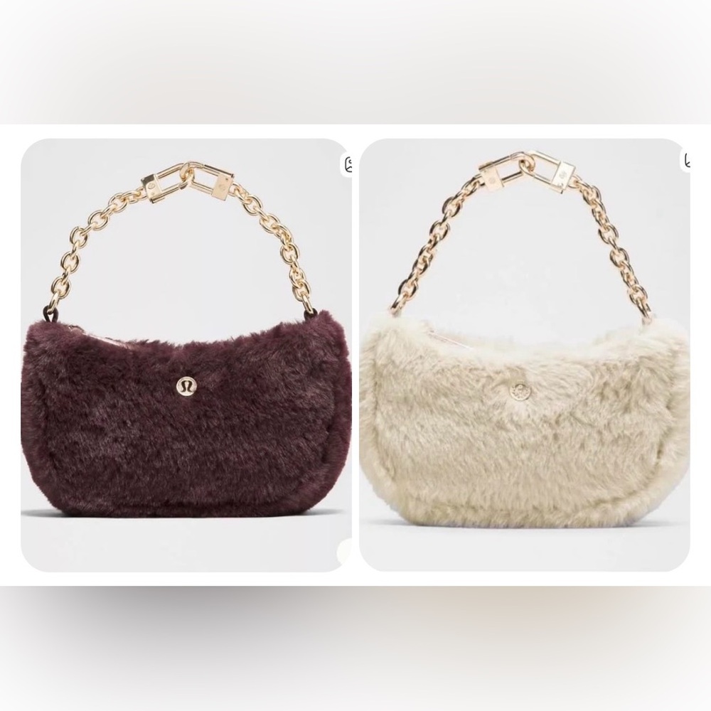 Lululemon Bundle of 2 Authentic Nano Purses Cream and Plum color Brand New